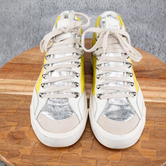 Marc Fisher LTD Merin 3 Shoe Womens 9 White Leather Lace Up Mid Casual Sneaker - Picture 2 of 7